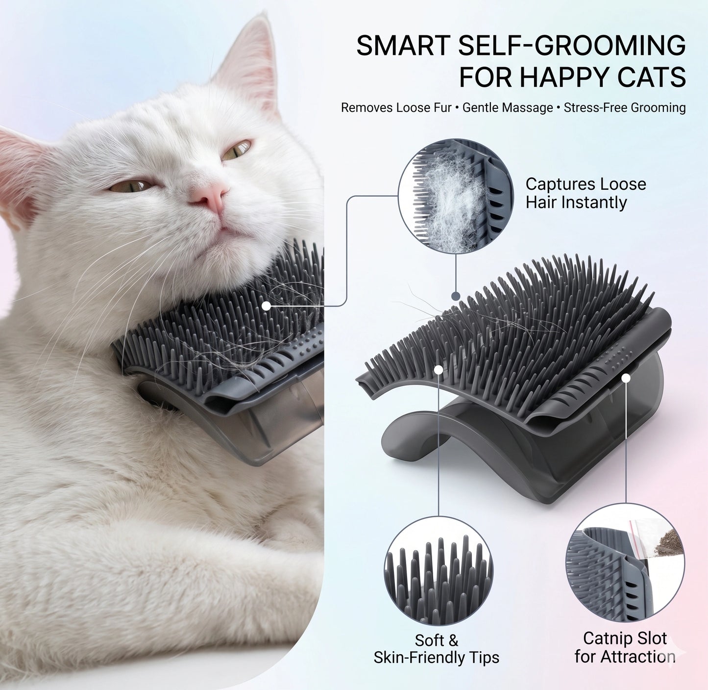 SelfGroomer™ – Self Grooming Corner Brush | Massage + Fur Removal | Keeps PetsHappy & Relaxed