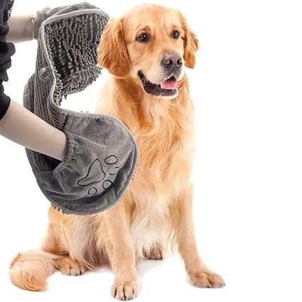 FurAbsorb™ – Bath Grooming Glove | 2-in-1 Brush + Drying Towel | Fast Water Pull