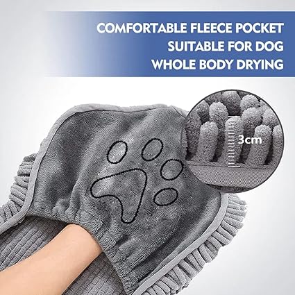 FurAbsorb™ – Bath Grooming Glove | 2-in-1 Brush + Drying Towel | Fast Water Pull