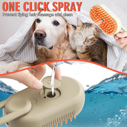 PuffBrush™ Pet Steam Brush – Comb, Massage & Bathe in One Go