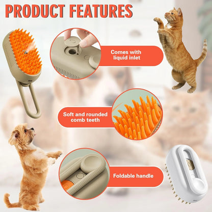 PuffBrush™ Pet Steam Brush – Comb, Massage & Bathe in One Go