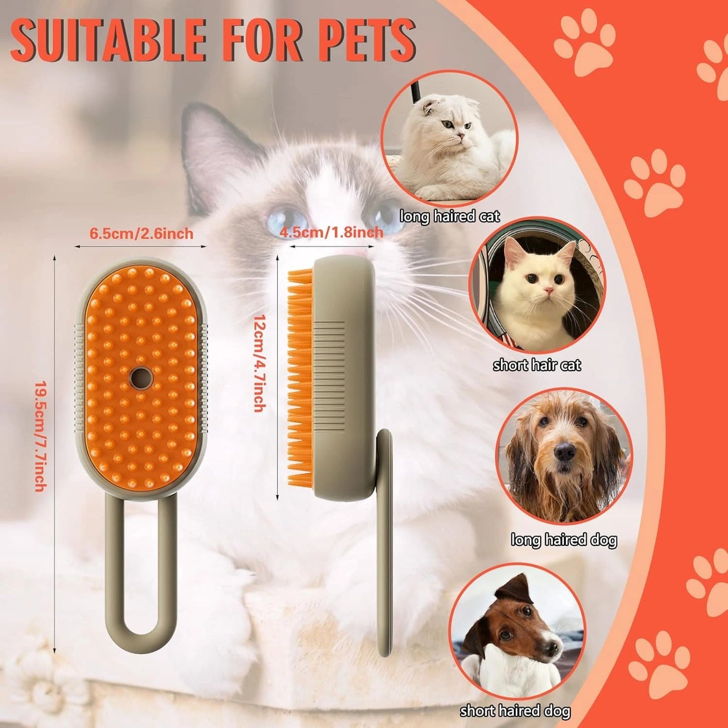 PuffBrush™ Pet Steam Brush – Comb, Massage & Bathe in One Go