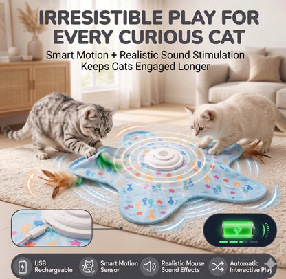 HuntCircuit™ – Interactive Cat Hunt Toy | Moving Feather Chase | Keeps Indoor Cats Active & Entertained