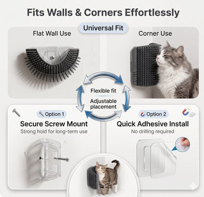 SelfGroomer™ – Self Grooming Corner Brush | Massage + Fur Removal | Keeps PetsHappy & Relaxed