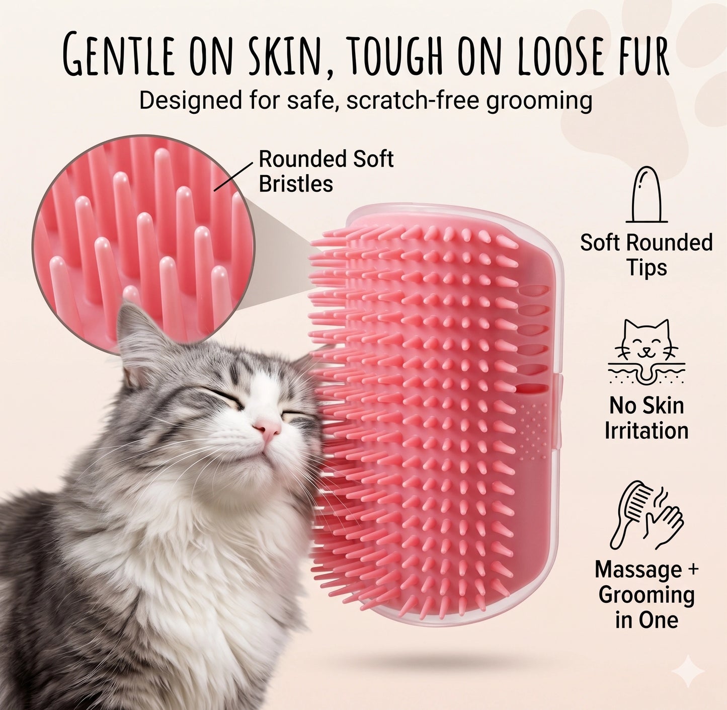 SelfGroomer™ – Self Grooming Corner Brush | Massage + Fur Removal | Keeps PetsHappy & Relaxed