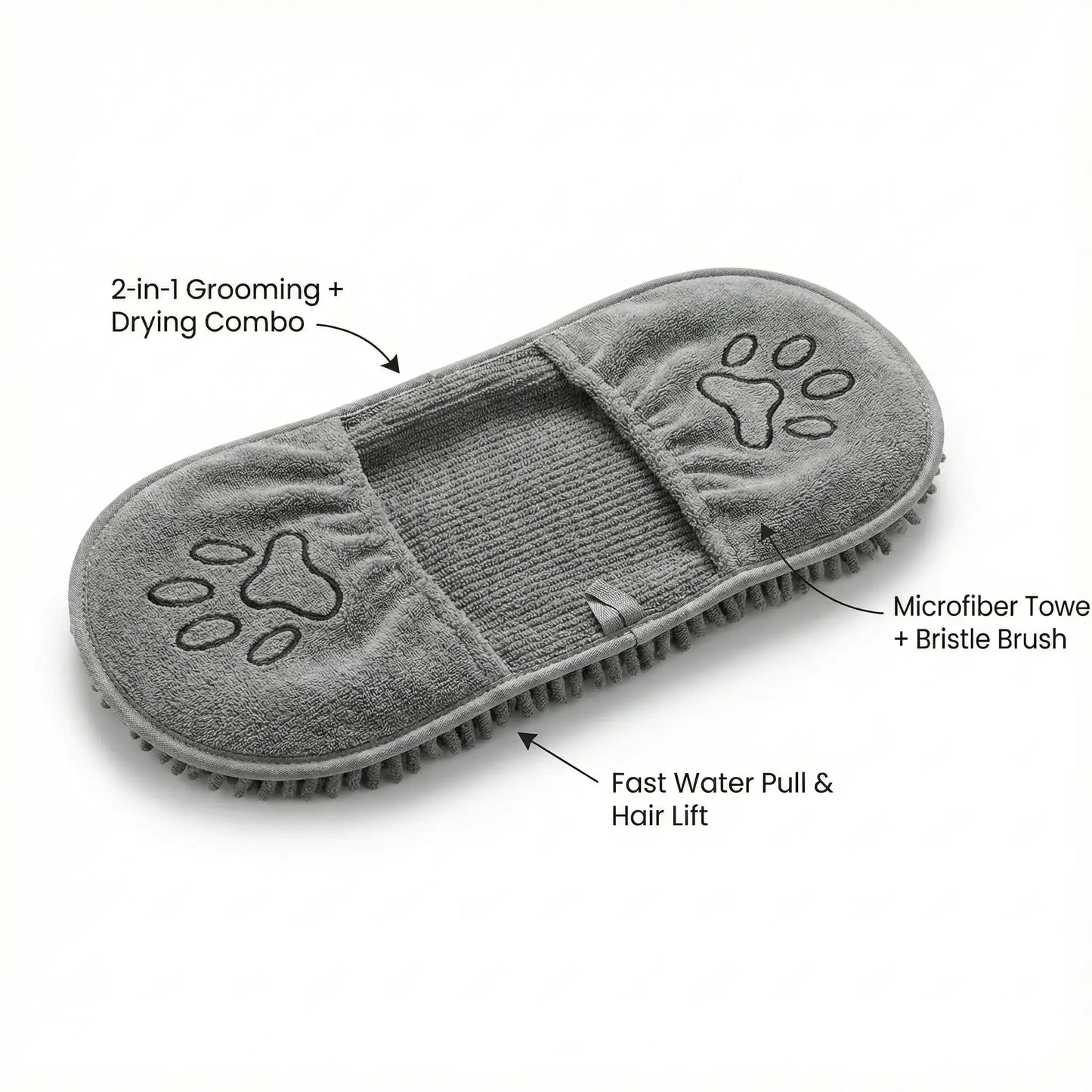 FurAbsorb™ – Bath Grooming Glove | 2-in-1 Brush + Drying Towel | Fast Water Pull