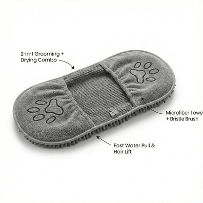 FurAbsorb™ – Bath Grooming Glove | 2-in-1 Brush + Drying Towel | Fast Water Pull