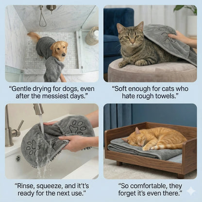 FurAbsorb™ – Bath Grooming Glove | 2-in-1 Brush + Drying Towel | Fast Water Pull