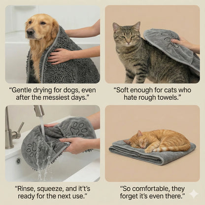 FurAbsorb™ – Bath Grooming Glove | 2-in-1 Brush + Drying Towel | Fast Water Pull